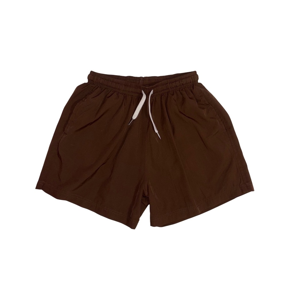 COVE Athletic Shorts Men 30 Brown Recycled Polyester Spandex Gym Swim Drawstring